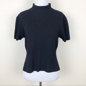 SOLD St. John Collection Black Wool Ribbed Top